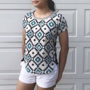 Tribal Print Flowy Blouse